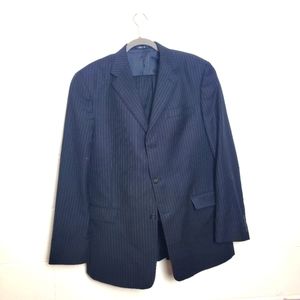 Gold Hart Schaffner Marx Business Formal Pinstripe Blazer Jacket Trousers Suit